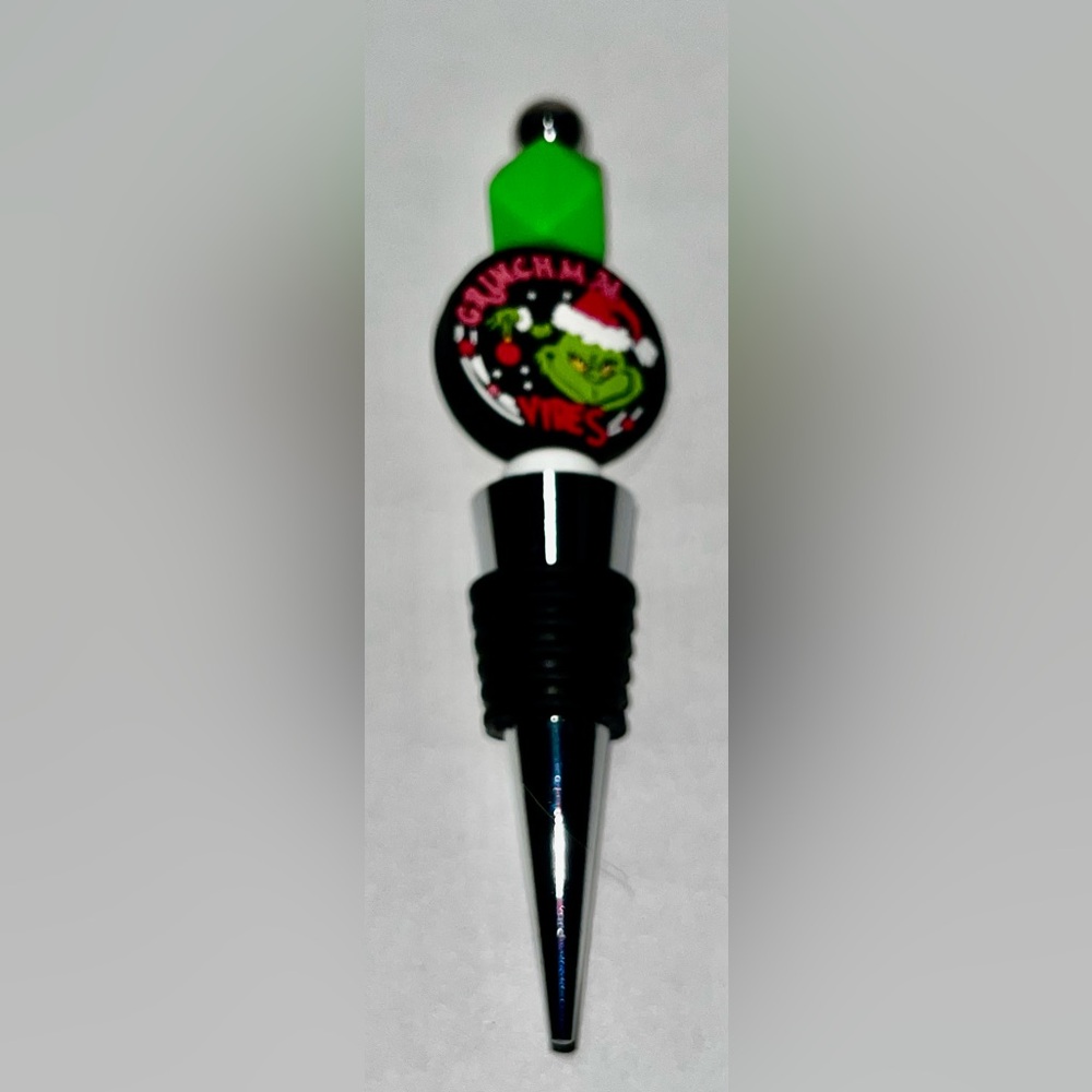 New Handmade holiday Grinch silicone beaded wine stopper perfect holiday gift